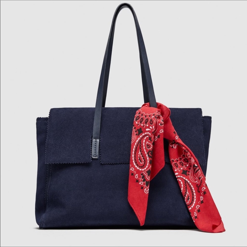 ZARA Leather city bag with handkerchief detail